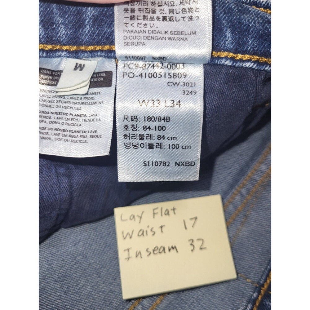 Levi's Workwear Jeans Mens 33x34 Measures 34x32 Crisp Stiff Stretch Blue 87442 - Picture 4 of 6